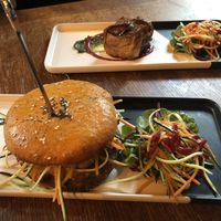 Beancurd roulade and the Grass Muncher burger! at Two Wolves Kitchen in Brighton