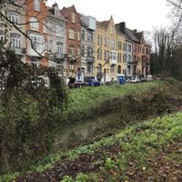 The bnb is the building with the rooftop cube    at AM/PM in Bruges