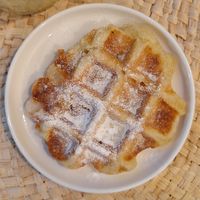 Mini waffle as part of my breakfast selection at AM/PM in Bruges