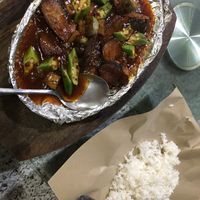 Sizzling fish and rice  at Natural Vegetarian Food in Kota Bharu