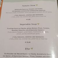 Menu at Omoka Afrikanisches Restaurant in Graz