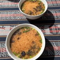 Miso soup   at Sacred Sushi and Curry Sunday in Pisac