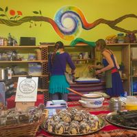 In the kitchen at Sacred Sushi and Curry Sunday in Pisac