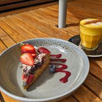 Golden milk and sweet treat 😋 at The Garden Plate in Lismore