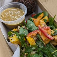 Rice ball with peanut satay yumminess at The Garden Plate in Lismore