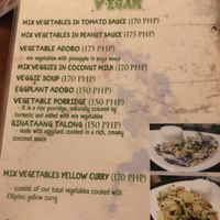 A whole vegan page on the menu! Yellow curry was amazing at Ven'z Kitchen in Moalboal