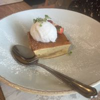 Upside down plum pudding with vegan ice cream  at The Chester Arms in Chicheley