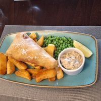 Vegan fish and chips with Tartar sauce 😋 at The Chester Arms in Chicheley