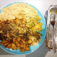 Large takeaway portion on plate at Govinda's - North City in Dublin