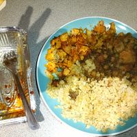 Heated plate with fork for size comparison at Govinda's - North City in Dublin
