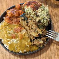 Small plate, dhal with rice and 3 choices (3/4 of the vegan choice here 2 other vegetarian choice are available) at Govinda's - North City in Dublin