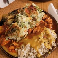 Buddha plate (4x dishes and brown rice) €11.95 at Govinda's - North City in Dublin