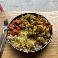 ‘Small plate’ rice, daal, cabbage and saag aloo  at Govinda's - North City in Dublin