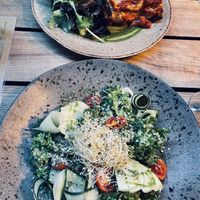 Vegan lasagne & kale salad with quinoa  at Moagem in Aljezur