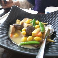 Taro and Ginko in Green Curry (Vegan) [£10.00] at Liutaio Music Cafe & Shop in Cambridge