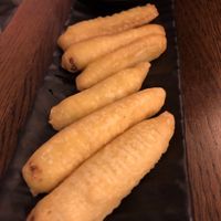 Deep fried sweetcorn starter at Liutaio Music Cafe & Shop in Cambridge