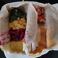 Vegan plate at Addis Ethiopian Kitchen in Helsinki