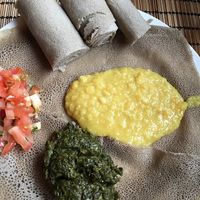a lunch option, with gluten-free injera at Addis Ethiopian Kitchen in Helsinki