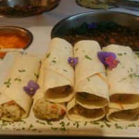Basmati rice & vegetables wrap, ";burrito"; and carrot-appel allioli sauce at All Vegan in Barcelona