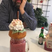 Red fruit milkshake at V-Box in Ghent