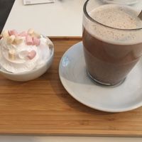 Hot coco with whipped cream at V-Box in Ghent