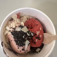 Peach, strawberry, coffee and chocolate; coconut flakes and sesame   at ego in Marseille