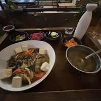 Jap chae with blanched tofu  at Mokban Korean Bistro in Providence