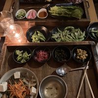 Mushrooms up top and glass noodles down below  at Mokban Korean Bistro in Providence