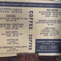 Coffee menu at Old Friends Coffee in Ubud