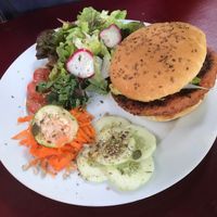 Burger at Sabores Naturales in Ibiza