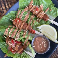 West African kebobs  at The Tipsy Vegan in Cambridge