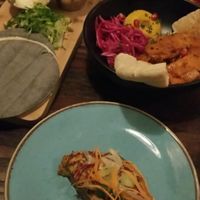 Several small dishes for sharing at The Tipsy Vegan in Cambridge