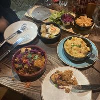 ALL GF! Mac & cheese, crispy tofu, sticky tofu & cauliflower tacos  at The Tipsy Vegan in Cambridge