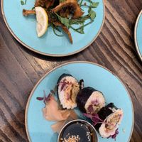 Calamari & tuna rolls (starters)   at The Tipsy Vegan in Cambridge