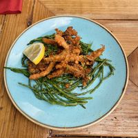 Oyster mushroom calamari  at The Tipsy Vegan in Cambridge