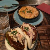 Spicy Korean boa buns and mac & cheese  at The Tipsy Vegan in Cambridge