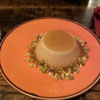 Panna cotta with caramel and pistachio   at The Tipsy Vegan in Cambridge