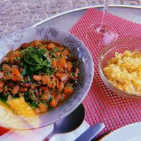 Portuguese bean stew with rice at Hortela in Portimao