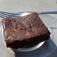 Vegan brownie at Elska Coffee in Vilnius