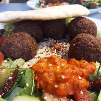 Falafel with hummus and salad... yiammmyyyy at Zielona Micha in Poznan