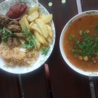 vegan gyros (soy) and the soup of the day at Zielona Micha in Poznan