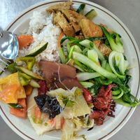 Buffet plate at Dharma Realm Guan Yin Sagely Monastery in Kuala Lumpur