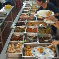 Buffet spread at Dharma Realm Guan Yin Sagely Monastery in Kuala Lumpur