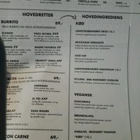 Menu in Danish at VACA in Aalborg