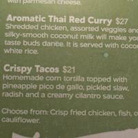 Menu cauliflower tacos at The Guava Limb in San Ignacio