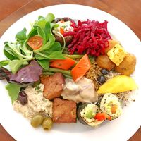 Choose from an opulent buffet in the Sacred - everything is made of vegan, organic whole foods. at The Sacred in Zurich