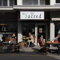 Enjoy delicious organic vegan food In The Sacred - inside or outside on the terrace. at The Sacred in Zurich