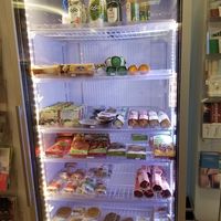 Vegan products for sale at the front of the restaurant at The Sacred in Zurich