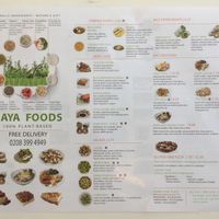 menu front  at Kaya Vegan Foods in Surbiton