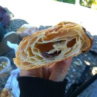The inside of the vegan chocolate croissant at Santa Clara Bakery  in Barcelona